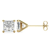 0.25CTW Natural Diamond Studs Princess Shape Set on 14K GOLD 4 Prong Martini