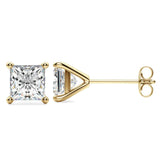 0.75CTW Natural Diamond Studs Princess Shape Set on 14K GOLD 4 Prong Martini