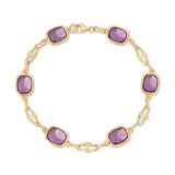 Color Candy Collection Bracelet 14.24 CTW with 6 Cushion Shape Multi Gemstone on 6.332 gr Gold Plated Silver