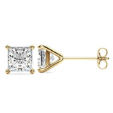 1CTW Natural Diamond Studs Princess Shape Set on 14K GOLD 4 Prong Martini