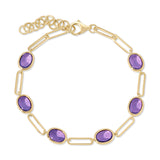 Color Candy Collection Bracelet 9.16 ctw with 6 Oval Shape Gemstone on 3.938 gr Gold Plated Silver