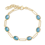 Color Candy Collection Bracelet 9.16 ctw with 6 Oval Shape Gemstone on 3.938 gr Gold Plated Silver