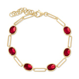 Color Candy Collection Bracelet 9.16 ctw with 6 Oval Shape Gemstone on 3.938 gr Gold Plated Silver