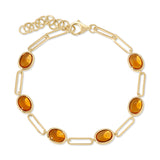 Color Candy Collection Bracelet 9.16 ctw with 6 Oval Shape Gemstone on 3.938 gr Gold Plated Silver