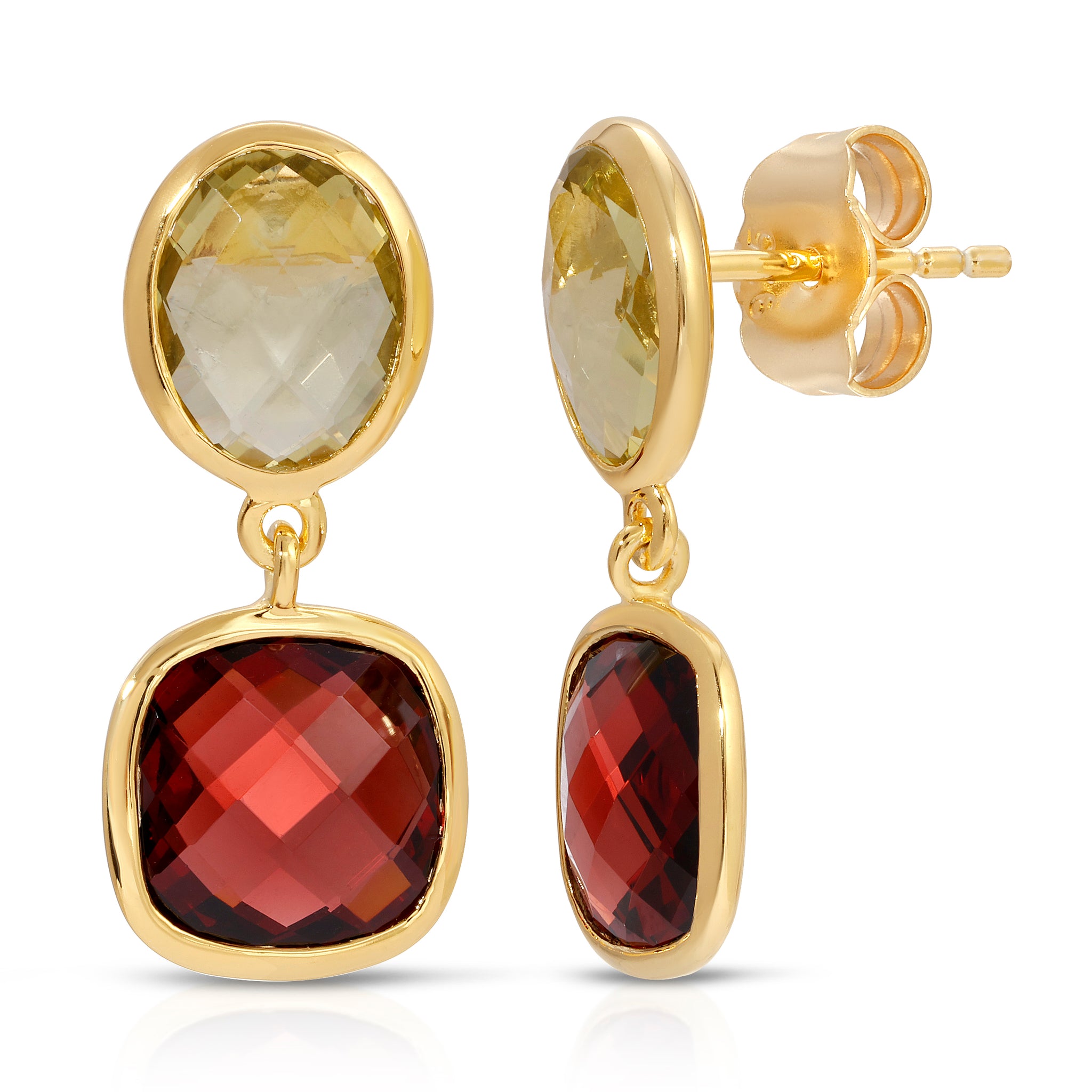 Color Candy Collection Earrings 8.16 CTW with 4 Oval Shape Multi Gemstone 14K Gold Plated Silver