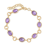 Color Candy Collection Bracelet 13.82 CTW with 7 Oval Shape Blue Topaz 14K Gold Plated Silver