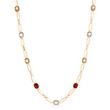 Color Candy Collection Necklace 23.2 ctw with 11 Cushion Shape Multi Gemstone on 3.84 gr Gold Plated Silver