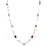 Color Candy Collection Necklace 23.2 ctw with 11 Cushion Shape Multi Gemstone on 3.84 gr Gold Plated Silver