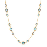 Color Candy Collection Necklace 13.13 ctw with 15 Oval Shape Gemstone on 3.2 gr Gold Plated Silver