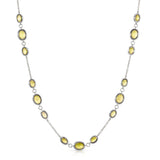 Color Candy Collection Necklace 13.13 ctw with 15 Oval Shape Gemstone on 3.2 gr Gold Plated Silver