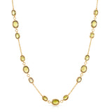 Color Candy Collection Necklace 13.13 ctw with 15 Oval Shape Gemstone on 3.2 gr Gold Plated Silver