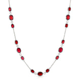 Color Candy Collection Necklace 13.13 ctw with 15 Oval Shape Gemstone on 3.2 gr Gold Plated Silver