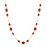 Color Candy Collection Necklace 13.13 ctw with 15 Oval Shape Gemstone on 3.2 gr Gold Plated Silver