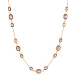 Color Candy Collection Necklace 13.13 ctw with 15 Oval Shape Gemstone on 3.2 gr Gold Plated Silver