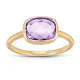 Color Candy Collection Ring 1.58 CTW with 1 Cushion Shape Amethyst 14k Gold Plated Silver