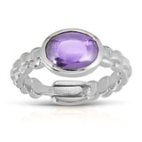 Color Candy Collection Ring 1.56 CTW with 1 ROUND Shape Amethyst 14k Gold Plated Silver