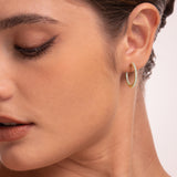 1CTW Natural Diamond Hoops Earrings 19.60mm Diam set on 14K GOLD