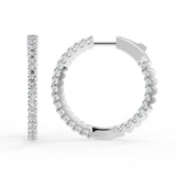 5CTW Natural Diamond Hoops Earrings 32.80mm Diam set on 14K GOLD