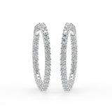 3CTW Natural Diamond Hoops Earrings 24.70mm Diam set on 14K GOLD