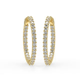 1.5CTW Natural Diamond Hoops Earrings 20.30mm Diam set on 14K GOLD