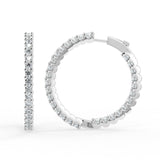 4CTW Natural Diamond Hoops Earrings30.80mm Diam set on 14K GOLD
