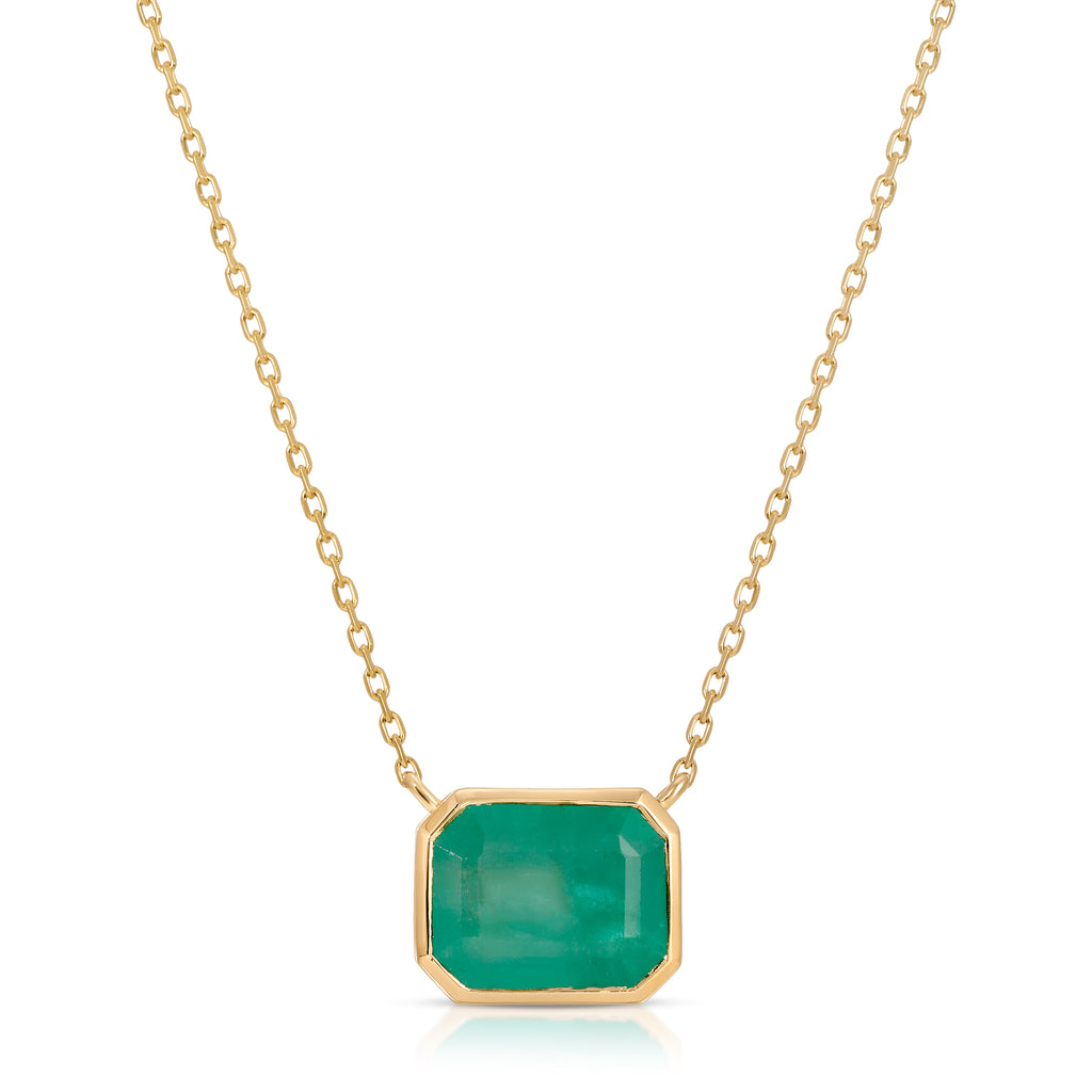 Green Majesty Collection with 3.8 CT Natural Emerald Gemstone Cushion Shape Center set on 14K Yellow Gold 3.52 Gr