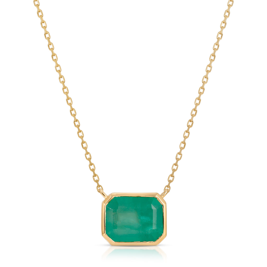 Green Majesty Collection with 3.54 CT Natural Emerald Gemstone Cushion Shape Center set on 14K Yellow Gold 3.23 Gr