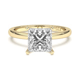 1.5CTW Dazzling Princess Shape Center Solitaire Natural Diamond Ring Set on 14K GOLD