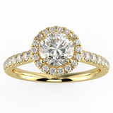 Natural Diamond Slim Shank with Halo Ring with 0.70ctw Round Shape Center & 0.30 Round Side Stones Set on 14K GOLD