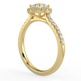 Natural Diamond Slim Shank with Halo Ring with 0.70ctw Round Shape Center & 0.30 Round Side Stones Set on 14K GOLD