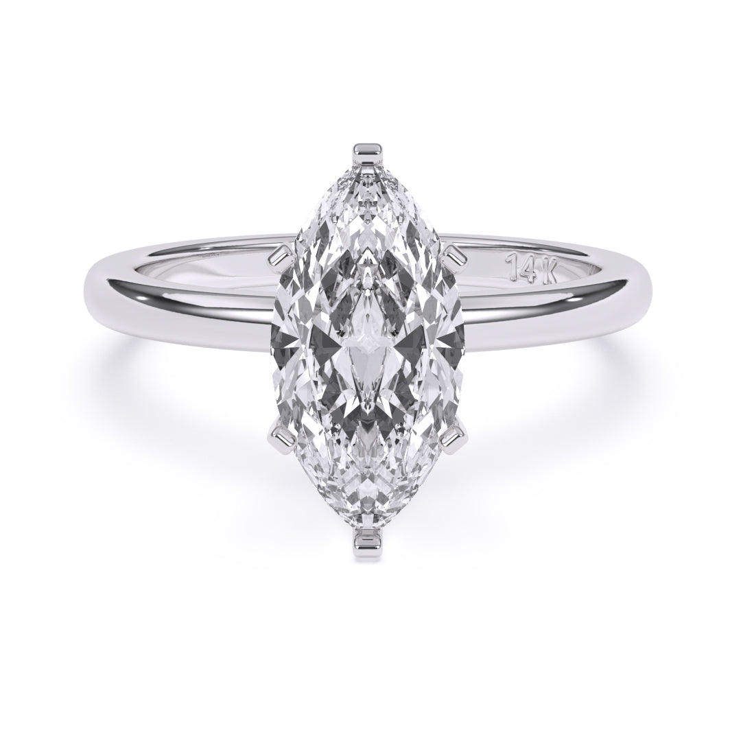 0.75CTW Dazzling Marquise Shape Center Solitaire Natural Diamond Ring Set on 14K GOLD
