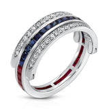 VARSHA VINTAGE PATRIOT BAND WITH 18 SAPPHIRE 0.78CTS & 18 RUBY 0.72 CTS & 38 RD DIA 0.30 CTS SET ON 14KYG 3.69 GR