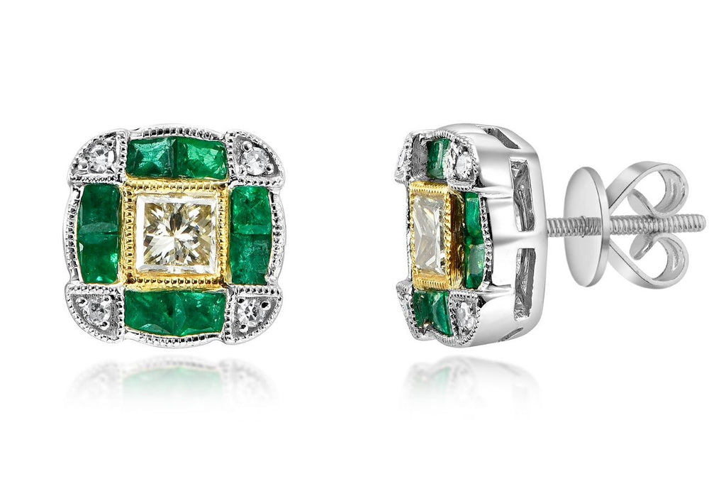 VINTAGE COLLECTION 2 DIA 0.45CTS & 8 DIA 0.05CTS & 16 EMERALDS 0.73