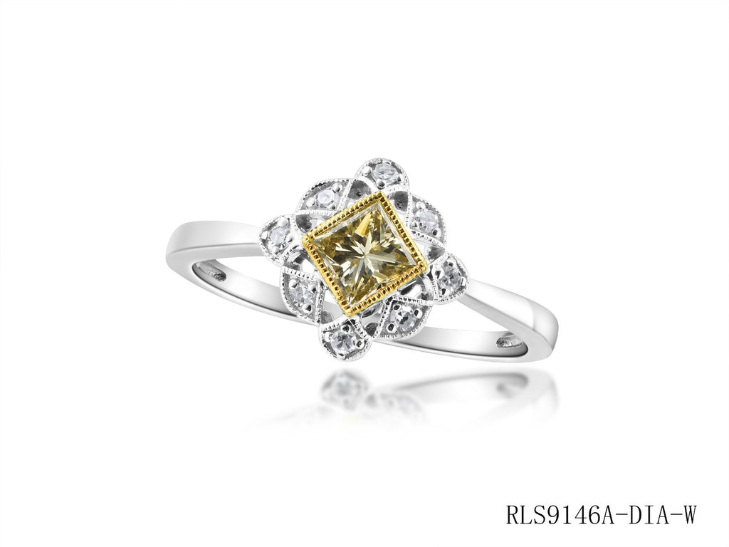 Vintage Collection 0.40 CTW / 0.33 CTR PR & 8 DIA RD Side Stones 1.90GR 14K Two Tone Ring