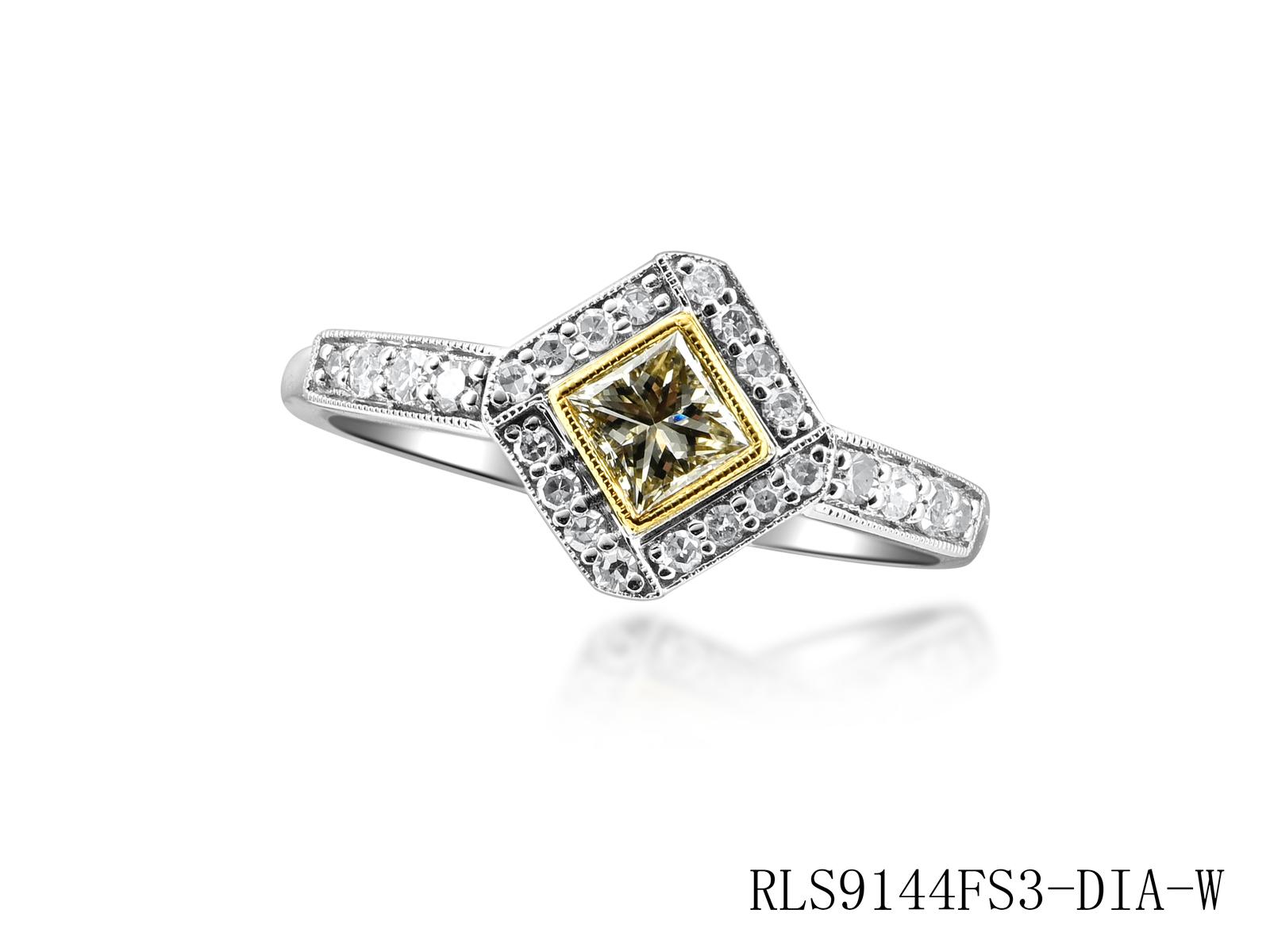 VINTAGE COLLECTION 0.57 CTW / 0.35 CTR PR & 24 DIA RD SIDE STONES 2.39GR 14K TWO TONE RING