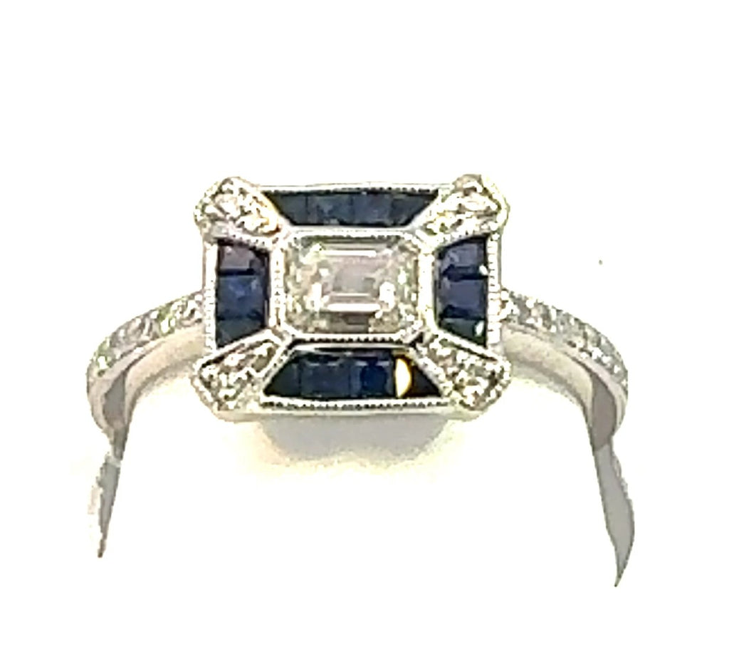 VINTAGE COLLECTION 0.63CTW, 0.12CTS DIA 24 PCS & 0.49CTS SAPPHIRE 14 PCS, SET ON 2.86GR 14KWG RING