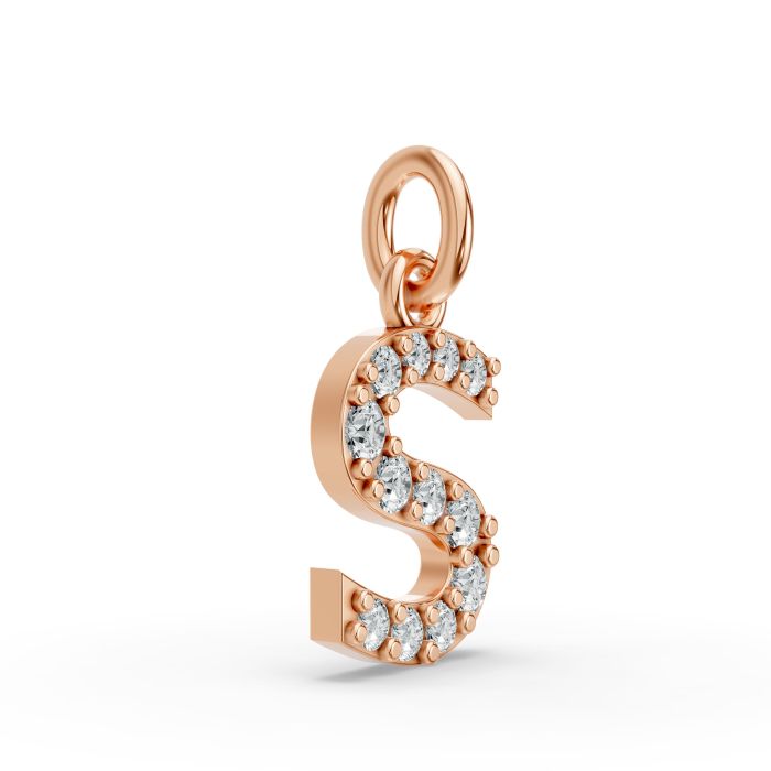 Round Shape Diamond Alphabet Collection in Gold