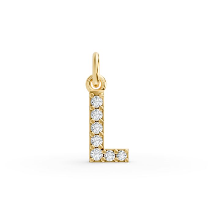 Round Shape Diamond Alphabet Collection in Gold