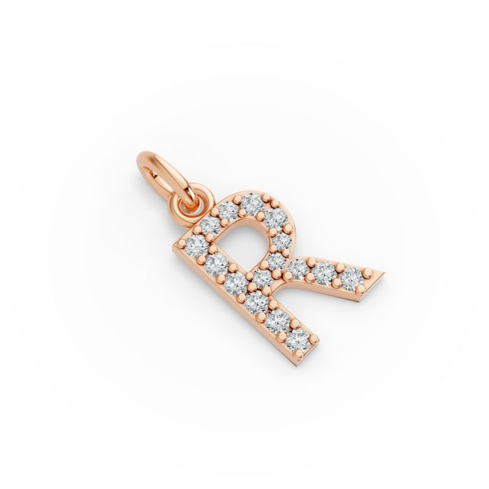 Round Shape Diamond Alphabet Collection in Gold
