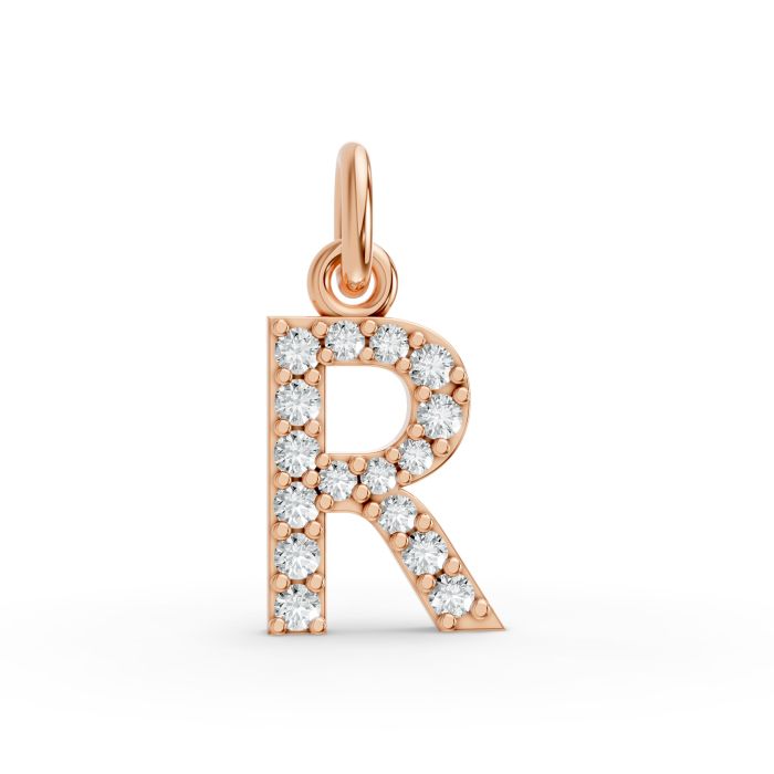 Round Shape Diamond Alphabet Collection in Gold
