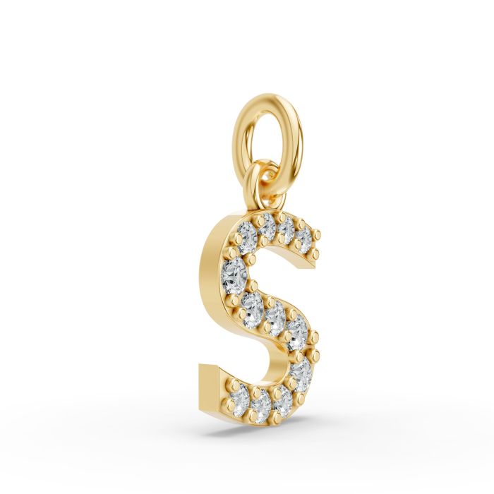 Round Shape Diamond Alphabet Collection in Gold