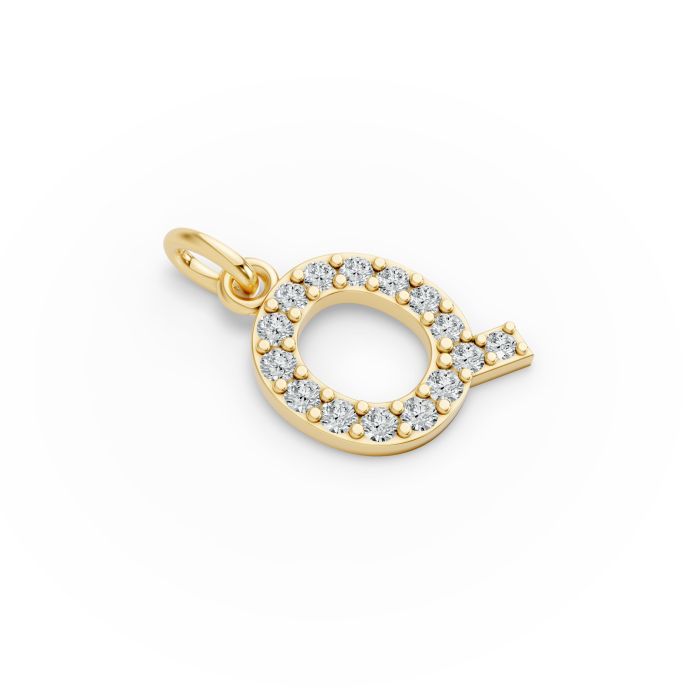 Round Shape Diamond Alphabet Collection in Gold