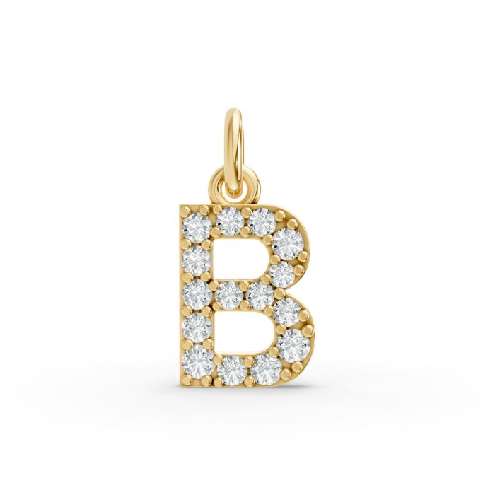 Round Shape Diamond Alphabet Collection in Gold