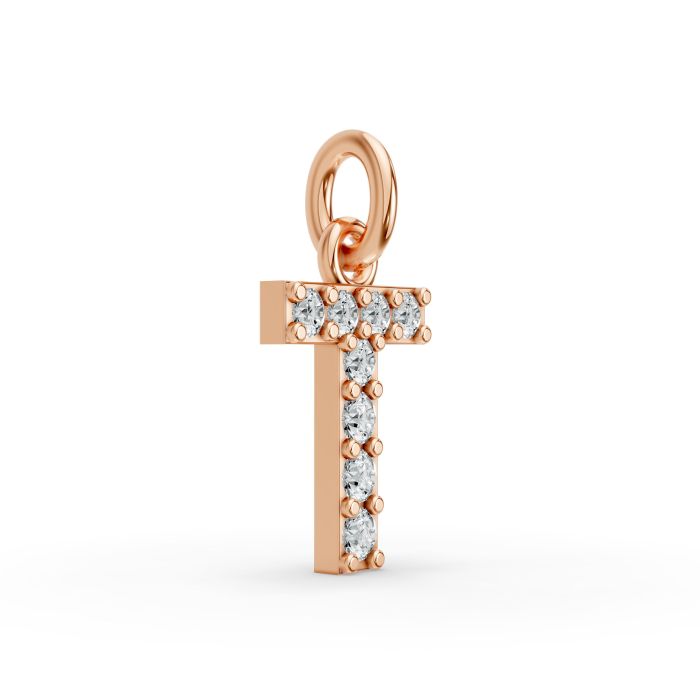 Round Shape Diamond Alphabet Collection in Gold