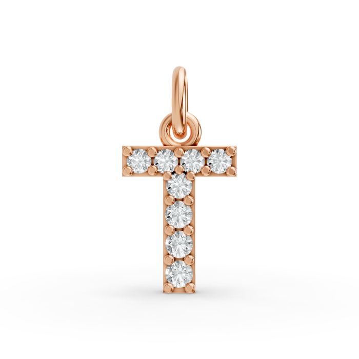 Round Shape Diamond Alphabet Collection in Gold