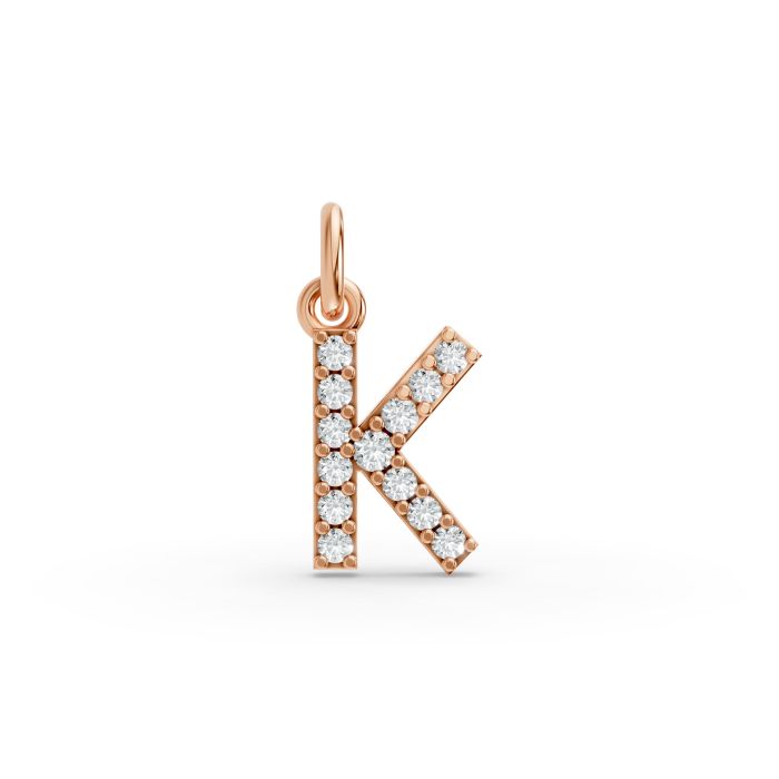 Round Shape Diamond Alphabet Collection in Gold