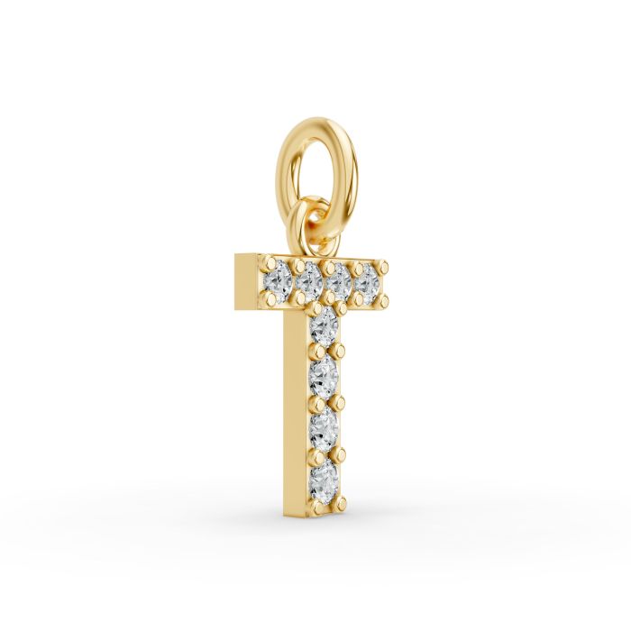 Round Shape Diamond Alphabet Collection in Gold