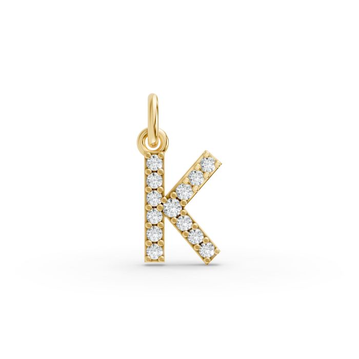 Round Shape Diamond Alphabet Collection in Gold
