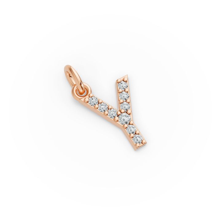 Round Shape Diamond Alphabet Collection in Gold