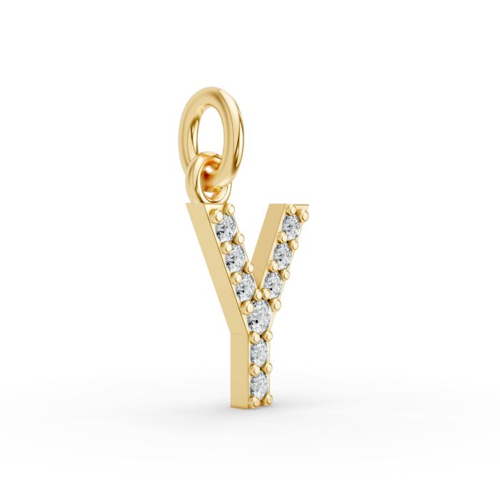 Round Shape Diamond Alphabet Collection in Gold